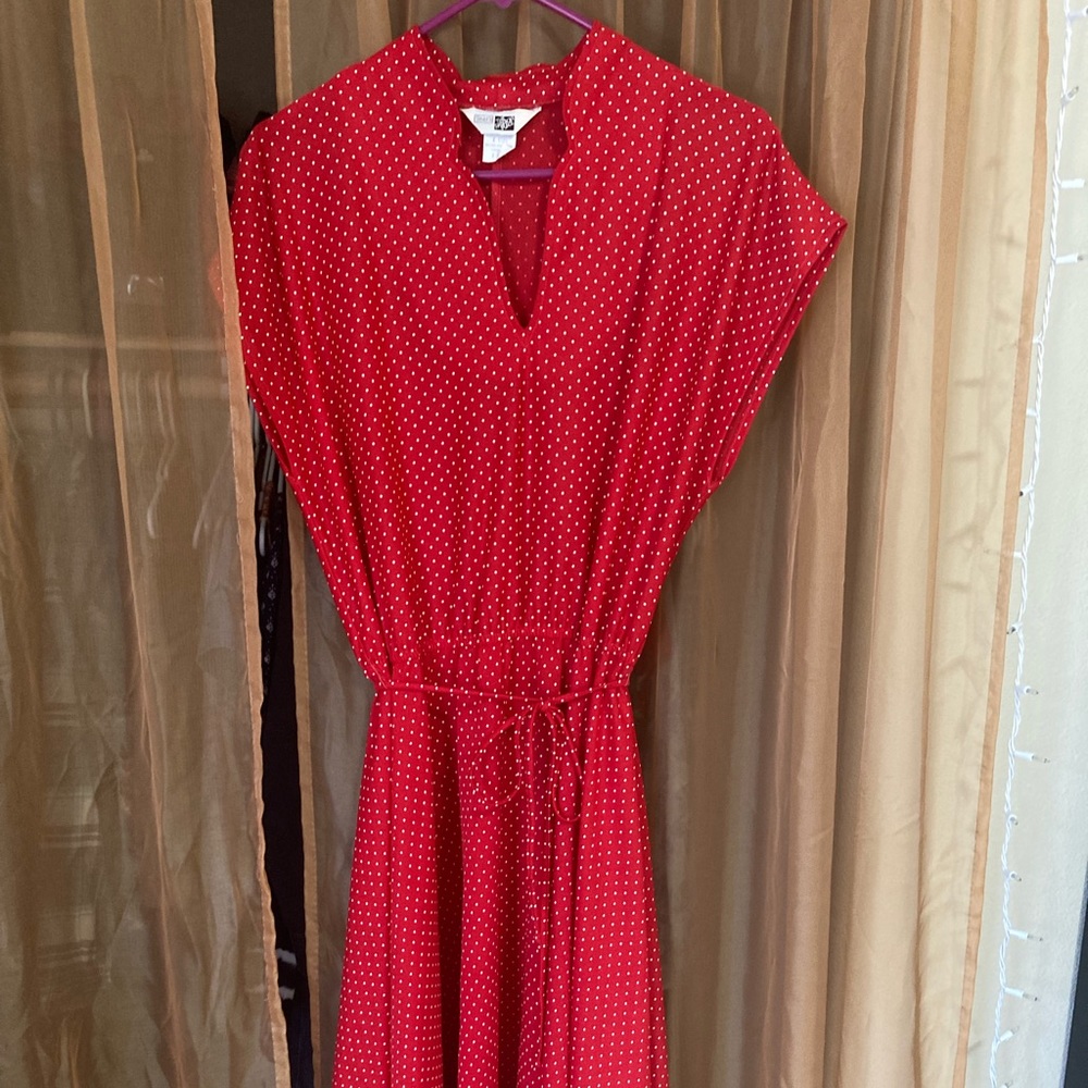 Vintage Midi Red Polka Dot Dress